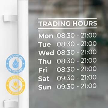 Trading Hours Sticker